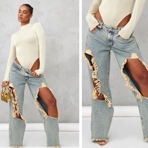 Vintage Wash Extreme Ripped Boyfriend Jean